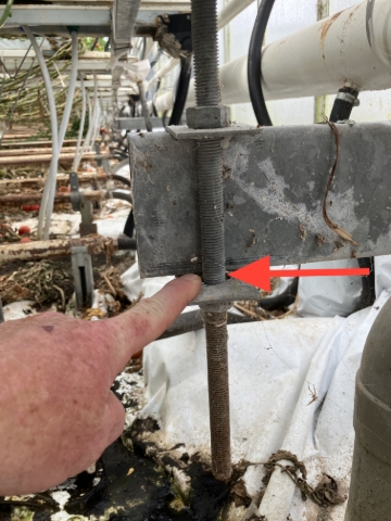 <p>Use the required number of staff to perform this task safely. Support the rear gutter support rail while using a 5” cutoff wheel to cut completely through the threaded rod at the location shown. 2 cuts per 8 metre lengths.</p><p>Step 6 and 7 can be reversed if it is found that there is a more practical method due to the age of the infrastructure.</p>