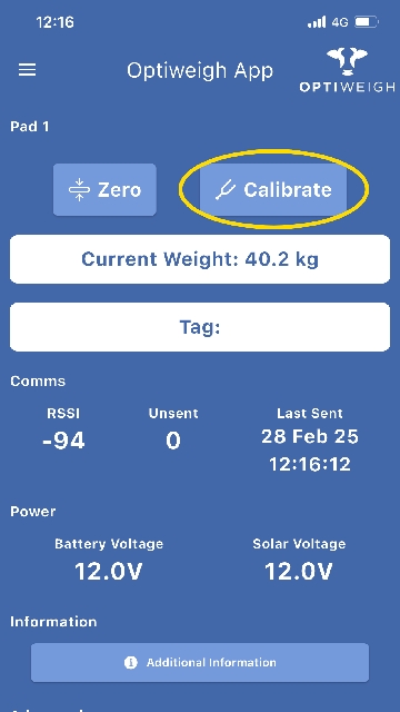 <p>Connect to unit wifi -> Open Optiweigh app -> Unit Maintenance -> Check unit</p>