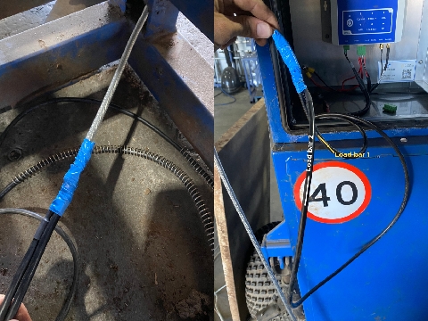 <p>Tape ends of load bar leads to the rope/cable and pull back up through to top box</p><p><br></p><p>Load bar 1 has less cable</p><p>Load bar 2 has extra cable</p>