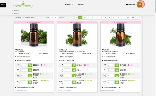 <p>Once your order is complete, click the shopping cart in the top right corner to checkout.</p>