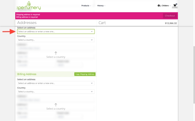<p>To chose ship to address Click "Select a ship to address".</p>