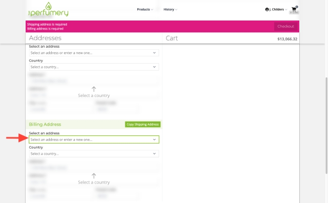 Click "Select an bill to address".