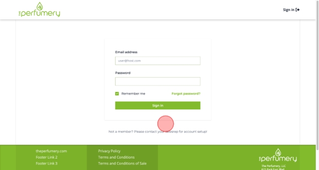 Click "Not a member? Please contact your salesrep for account setup!".