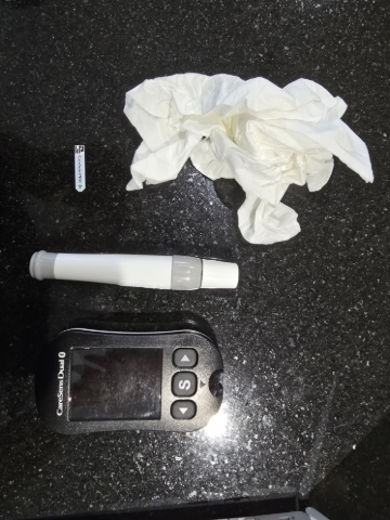 <p>Take out the kit and the tools you will need are </p><ul><li>The caresense dual machine</li><li>The White needle finger prick device</li><li>A caresense pro monitor strip</li><li>A tissue</li></ul>