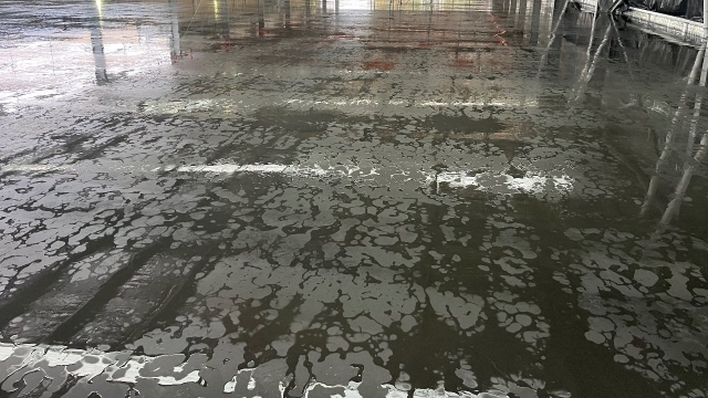 <p><strong>Step 3 – Monitor the Surface</strong></p><p>Continuously observe the slab during application.</p><p>If product begins to:</p><ul><li><p>Pool,</p></li><li><p>Puddle,</p></li><li><p>Gel, or</p></li><li><p>Remain on the surface,</p></li></ul><p>the slab may have reached its saturation point.</p><p>This is common on highly burnished concrete.</p><p>Do not continue applying product until the excess has been addressed.</p>