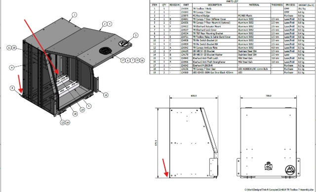 <p>Secure backside of toolboxes <strong>Marked 8</strong> in diagram using M6x40 with spring flat and loctite </p>