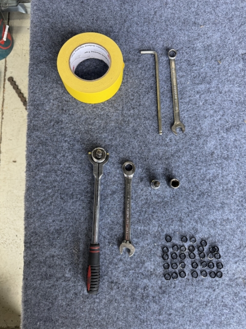 <p>You will also require the tools used in the assembly of the tub rack. </p><ul><li><p>Masking Tape</p></li><li><p>6mm Hex key</p></li><li><p>13mm spanner or socket</p></li><li><p>Marker Pen</p></li></ul><p></p>