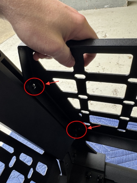 <p>Guide the panel in place and fix two M8x16mm Hex Head Bolts with spring washers and flat washers.</p>