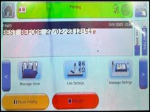 <p>Shutting
down the
Date Printer
for end of
production/
week</p><p>NOTE: It is important that the Date
Printer is powered off correctly.</p><p>At the end of production/week the Date
Printer needs a nozzle clean before being
correctly shutdown:</p><p>Follow the maintenance procedure for
cleaning the nozzle.</p><p>Place the Date Printer into ‘Idle’ by
selecting ‘Stop Jet’.</p>