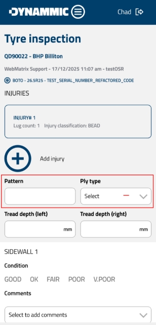 <p><strong>Enter Tyre Pattern and Ply Type</strong></p><p>Input the tyre Pattern and select the Ply Type from the dropdown menu. </p><p></p>