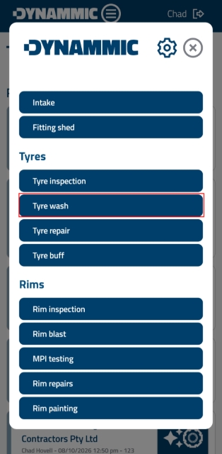 <p><strong>Access Tyre Wash Module</strong></p><p>Tap the hamburger icon located on top of the screen, open the navigation menu, and select <strong>Tyre Wash</strong> under the Tyres section.</p><p></p>