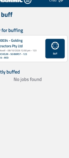 <p><strong>Access Tyre Buff Module</strong></p><p>Tap the hamburger icon located on top of the screen, open the navigation menu, and select <strong>Tyre Buff</strong> under the Tyres section.</p>