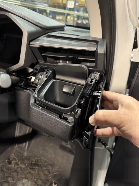 <p>Unclip the side panel.</p>