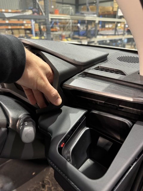 <p>With that top panel mostly unclipped, unclip the surround of the dash cluster.</p><p>Note: Lower RH Corner only</p>