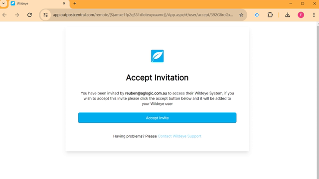 <p>This is the webpage you are taken to.</p>
<p>Click on 'Accept Invite'</p>
