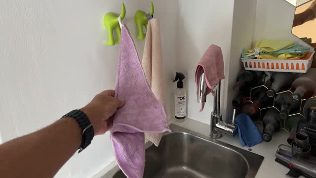 <p>And clean it up with the “floor” cloth hanging in the laundry</p>