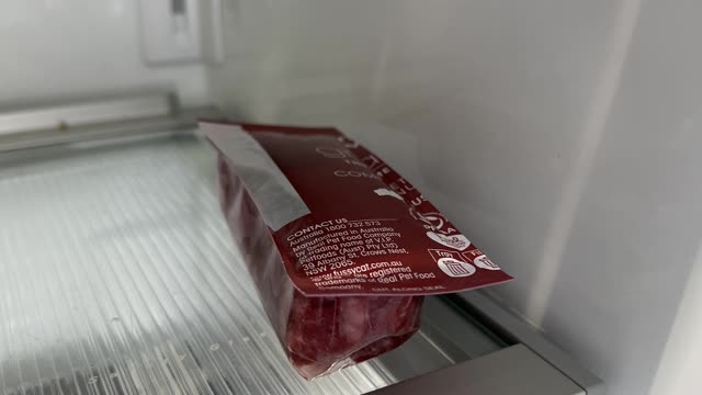 <p>The meat is in the fridge</p>