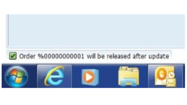 <ul>
<li><p>You will get a note on the bottom left indicating the “Order xxxx will be released after update.”</p>
</li>
<li><p>Click on the Save icon.</p>
</li>
<li><p>You will get a note on the bottom left indicating the “Order xxxx saved.”</p>
</li>
</ul>
