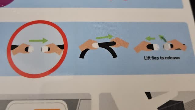 <p>Put your seat belt on during flight</p>
