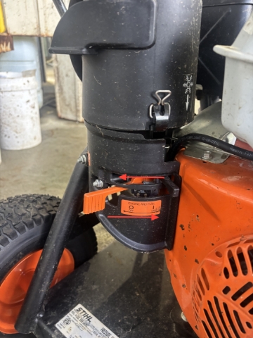 <p>To start the pressure cleaner move to orange tag to the on position and move the black tag to the left position this the choke, you should only need to use it if the engine is cold.</p>