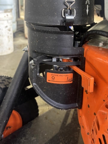<p>It should look like this. once the engine is running move the choke back the position on the right</p>