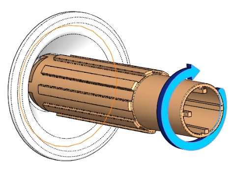 <h1>STEP 4</h1><p></p><p>Engage the installation tool as previously described.</p><p></p><p> Turn in clockwise direction until you feel a small click.</p><p></p><p></p><blockquote><p>Check the jet is sitting hard against the tub wall</p></blockquote><p></p>