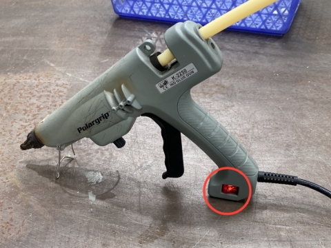 <p>Turn on Glue Gun and allow to heatup, this will take several minutes dependent on ambient temperature.</p>