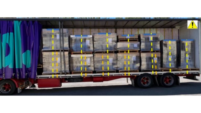 <blockquote><p><strong>Stacking Pallets</strong></p></blockquote><ul><li><p>If loading knowledge indicates that a pallet is 'spongey' or has a higher risk of shifting, a second (2nd) webbing restraint should be passed through the stacked pallets.</p></li></ul><p></p>