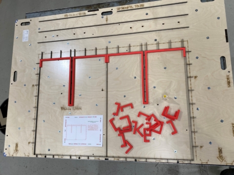 <p>Separate and layout the WaterJet cut pieces onto the Die.</p><p>Take note of the time you have started the job.</p>
