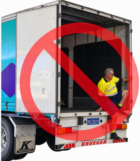 <blockquote><p><span style="font-size: 28px; line-height: 1.4;"><strong>Remove the Pallet Trolley &amp; Exit the Trailer</strong></span></p></blockquote><p></p><p><span style="font-size: 22px; line-height: 1.4;">Once loading is complete, safely remove the pallet trolley and exit the trailer using the approved access platform.</span></p><p></p><h5>Operator must:</h5><p><span style="font-size: 22px; line-height: 1.4;">Position the pallet trolley at the rear of the trailer for forklift retrieval.</span></p><p><span style="font-size: 22px; line-height: 1.4;">Stand clear while the forklift removes the pallet trolley.</span></p><p><span style="font-size: 22px; line-height: 1.4;">Reposition and secure the access platform against the trailer.</span></p><p><span style="font-size: 22px; line-height: 1.4;">Confirm the platform is locked and stable.</span></p><p><span style="font-size: 22px; line-height: 1.4;">Exit the trailer using the platform ladder.</span></p><p></p>