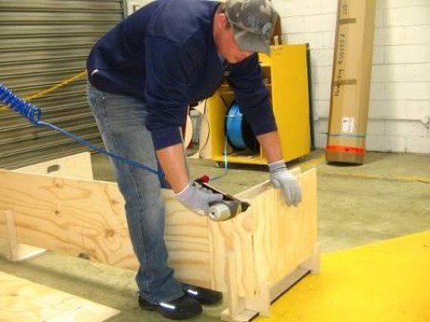 <p>Secure corners of coffin box using nail gun to insert nails into the corners of coffin box. Place the nail midway & at either ends of the timber.</p>