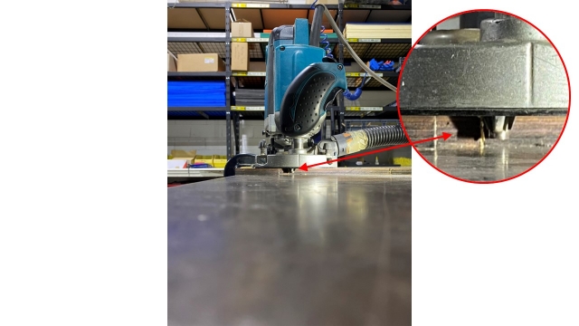 <p>Check the depth setting of the bit. Ensure it is not touching the surface of bench below the timber &nbsp;as this will damage the router bit and may cause kick back</p><p></p><p>Use depth adjustment knob correct if necessary.</p>