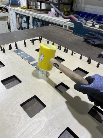 <p>Hit steel pieces in using a rubber mallet.</p>