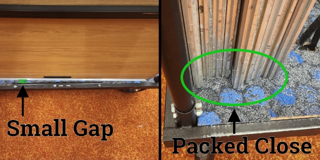 <h1>Pro Tip: Panel Packing</h1><p></p><p>Leave a small gap between the floor panels and stillage side.</p><p>Ensure the floor panels are packed close together at the bottom.</p>