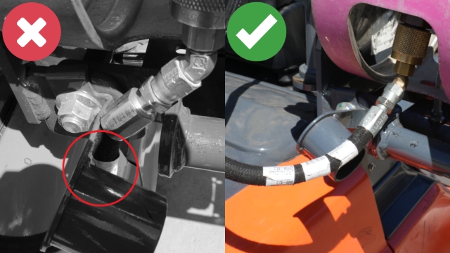 <h1>Check Alignment of Gas Connector Hose</h1><p></p><p>Check the alignment of the connector hose to ensure it won't get pinched when the bottle is lifted.</p><p></p><p>If it looks like it might get pinched, realign the gas connector.</p>