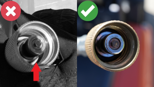 <h1><strong>Check Gas Connector O-Ring</strong></h1><p></p><p>Check the gas connector to ensure it has an O-Ring. If the <strong>O-Ring is missing</strong>, please <strong>inform your supervisor</strong>.</p><p></p><p></p><p>Note: Proceeding with a missing O-Ring may result in gas leaking from the connector.</p><p></p>