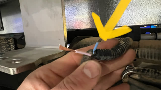 <p>IF the plug has only 2 wires it will look like this</p>
<p>Trim the plug off.
Trim the blue wire back so it is short. It is not used. You will use the pinky/grey coloured wire</p>