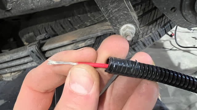 <p>Identify the bare red wire on the supplied wiring harness</p>