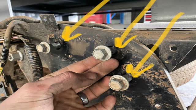 <p>IMPORTANT
On some models, the The Towbar bolts would have been removed as they are common with the rear "Bumper"</p>
<p>Refit these bolts.</p>
