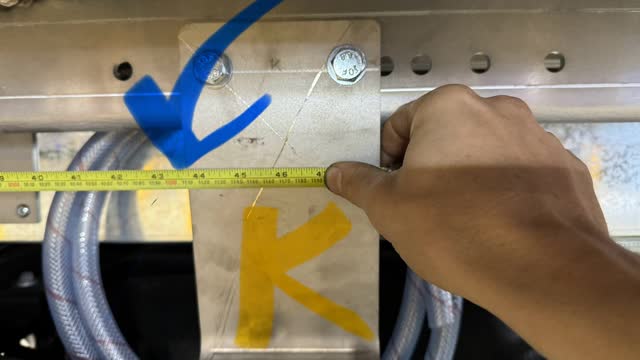 <p><strong>Second Mount</strong>. Laser etched with “K”.
1110mm from Front of the front mount, to the front of this mount</p>

