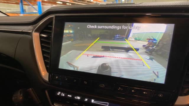 <p>Check camera works when in reverse. If angle isn't right, adjust it up/down.</p>