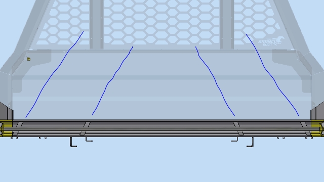 <p>Notice that the when view from the back, the rope rail support pieces all lean to the centre</p>