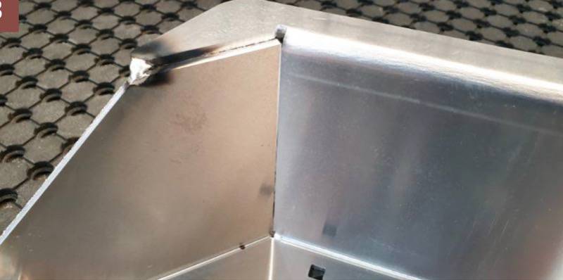 <p>Set amperage to 2.0mm material thickness.</p>
<p>With one hand manipulate part so it has consistent edge prep. Tack part on very outer edge.</p>
