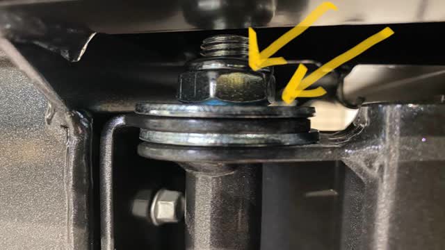 <p>Add another large washer, and M12 Nyloc nut
Assemble and tighten</p>