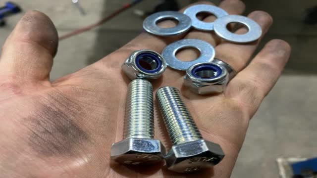 <p>Get the Retainer bracket fasteners:
Qty 2, M12 x 40mm Bolts
Qty 2, M12 Nyloc Nuts
Qty 4, M12 Standard Flat Washer</p>