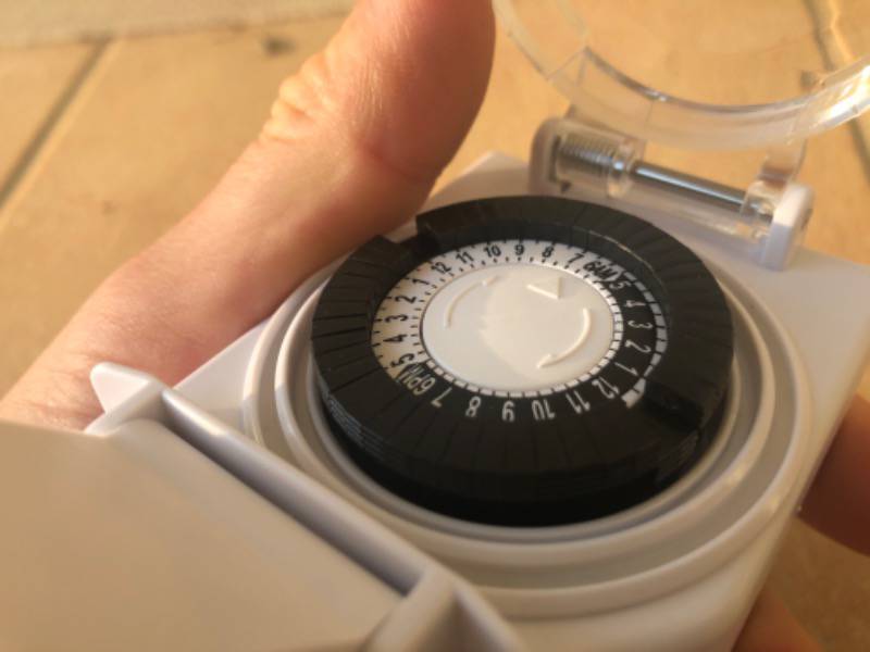 <p>Now that the water is cold, set the times you want the freezer to come on.</p>
<p>Iam starting with 1hr at midnight, and 1hr during the middle of the day.</p>
<p>If I want it warmer, I will reduce the hours.
If I want it cooler I will increase the hours.</p>