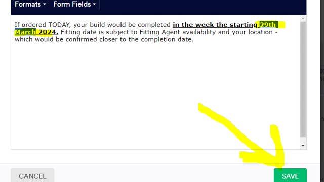<p>Update the date as required.
Click the green <strong>SAVE</strong> button</p>