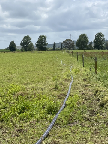 <h4>Drag the pipes along the side of the fence line one after the other (end for end) until you reach the back of paddock</h4><p></p>