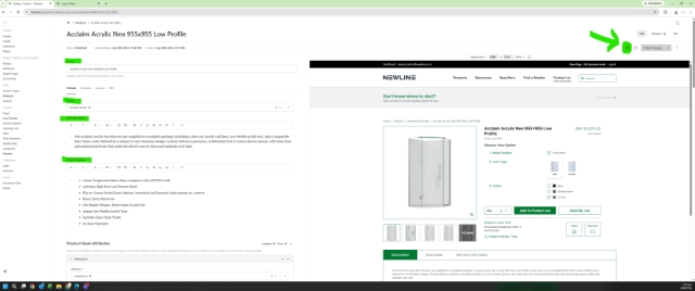 <h1><strong>How to Upload a Product</strong></h1><p></p><ol><li><p>Add Product <strong>Name*</strong></p></li></ol><p>You <strong>MUST </strong>follow the product name rules for the Newline Website. View on Google Drive under Newline Master sheet. If in doubt, check with Marketing Manager.</p><p><strong>PLEASE, DO NOT PUT ANY NAME.</strong></p><p></p><ol start="2"><li><p>Add Range (Select from the dropdown menu a Range).</p></li></ol><p><strong>DO NOT CREATE A RANGE without approval, as this will damage the website logic.</strong></p><p></p><ol start="3"><li><p>Add the copy for the <strong>Web Description</strong></p></li><li><p>Add the copy for <strong>Product Features </strong>(Ensure that you set the text as bullet points for consistency)</p></li></ol><p>Always leave the eye on, on the top right of the screen, so you can <strong>preview before going live.</strong></p><p></p><p></p>