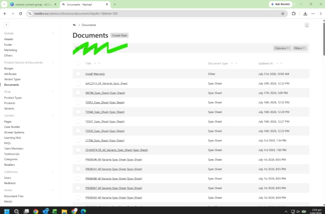 <h1><strong>Modifying a Document</strong></h1><p></p><p>Sometimes, you'll need to modify an existing document. To modify, go to:</p><p><strong>Dashboard > Documents > Search</strong></p><p>Under the Search Bar, type the document you want to modify.</p><p><em>E.g: AAC2513_All_Variants_Spec_Sheet.pdf</em></p>